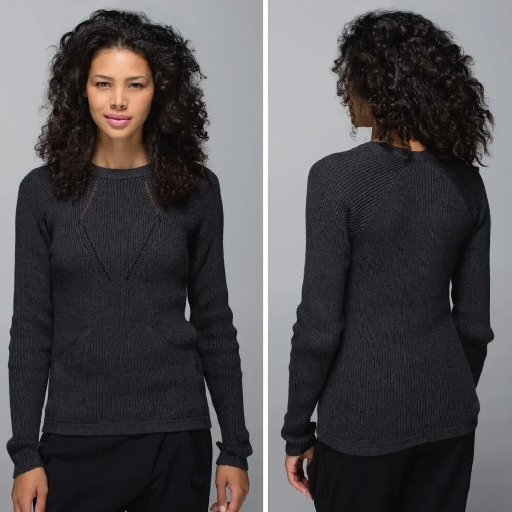 Lululemon The Sweater The Better Heathered Black Gray - 27449